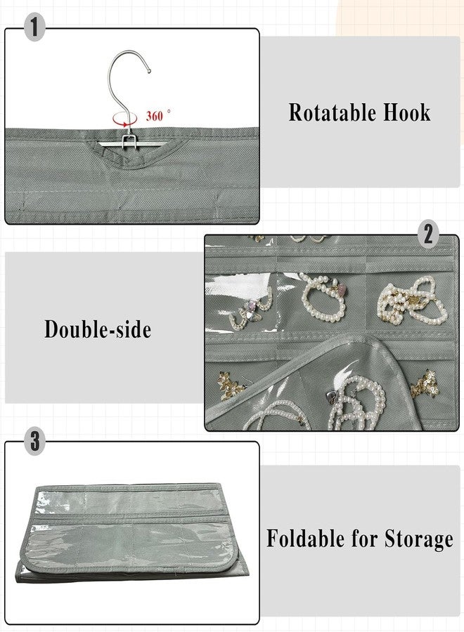 Blendmix Hanging Jewelry Organizer 48-Pocket Dual-sided Jewelry Storage for Jewelry Earring Necklace Bracelet Ring Storage Travel Holder, GREY - Image 5